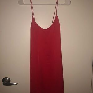 Red slip dress